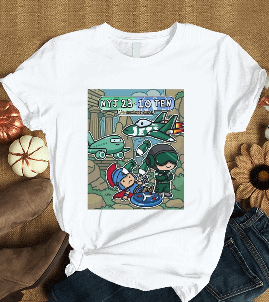 NYJ 23 10 TEN CornDoggy Sports New York Jets Tennessee Titans Fan T-Shirt