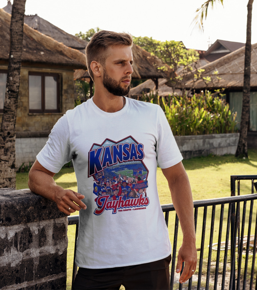 Kansas Jayhawks The Booth Lawrence Kansas Memorial Stadium Game Day Crowd T-Shirt