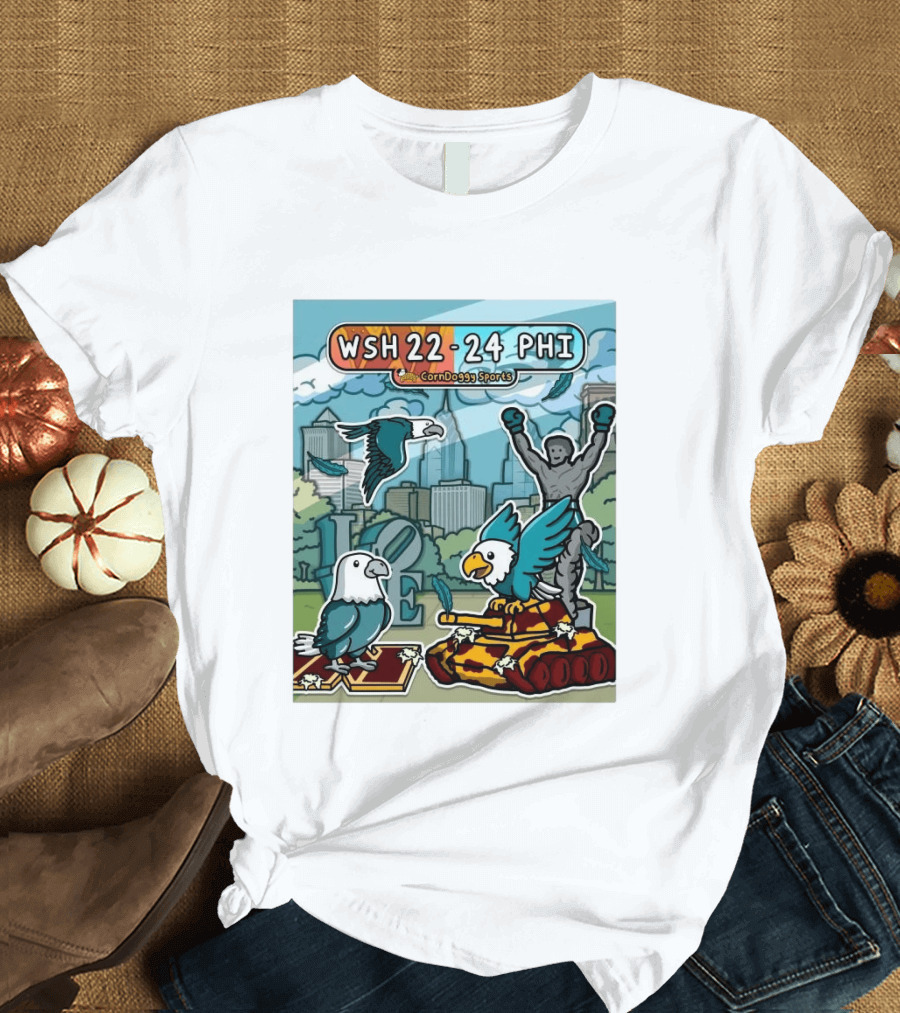 CornDoggy Sports WSH 22 24 PHI Washington Vs Philadelphia Eagles And Tank Scene T-Shirt