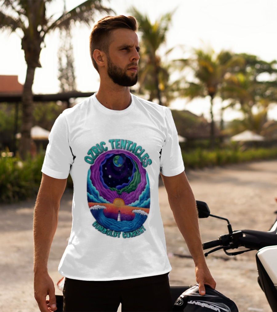 Ozric Tentacles Humboldt Current Ocean Lighthouse Sunset Planet Waves T-Shirt