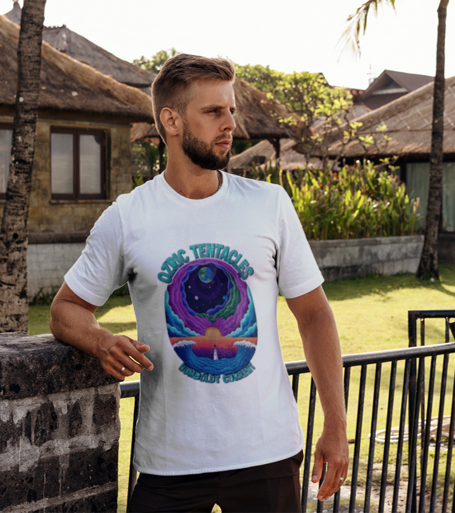 Ozric Tentacles Humboldt Current Ocean Lighthouse Sunset Planet Waves T-Shirt