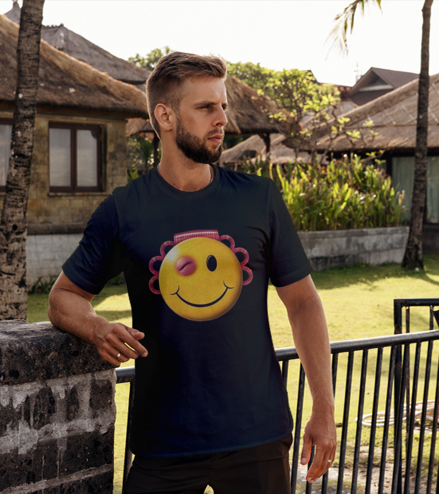 A$AP Rocky Don't Be Dumb Tour Smiley Face With Winking Eye And Red Rope Details T-Shirt