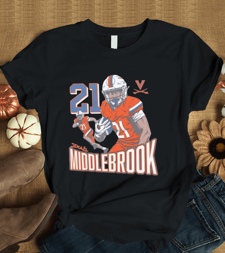 Jekail Middlebrook 21 Virginia Cavaliers Football Player T-Shirt