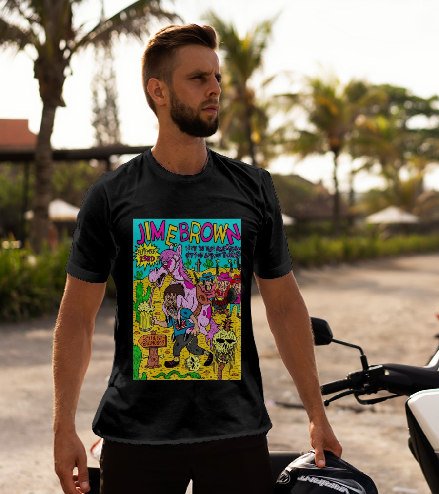 Jim E. Brown Live In Austin Texas September 23rd 29th St Ballroom Cowboy Skeleton T-Shirt