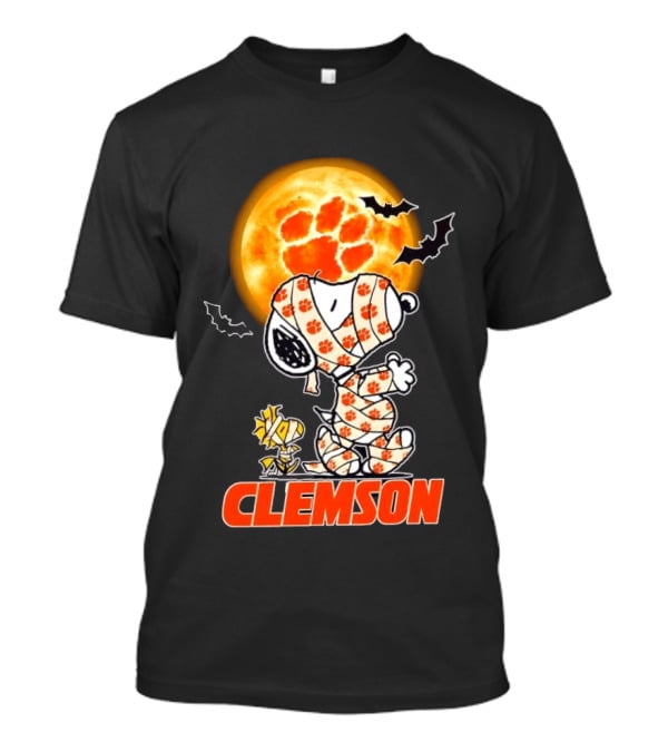 Clemson Tigers Snoopy Woodstock Mummy Halloween Moon Bats T-Shirt