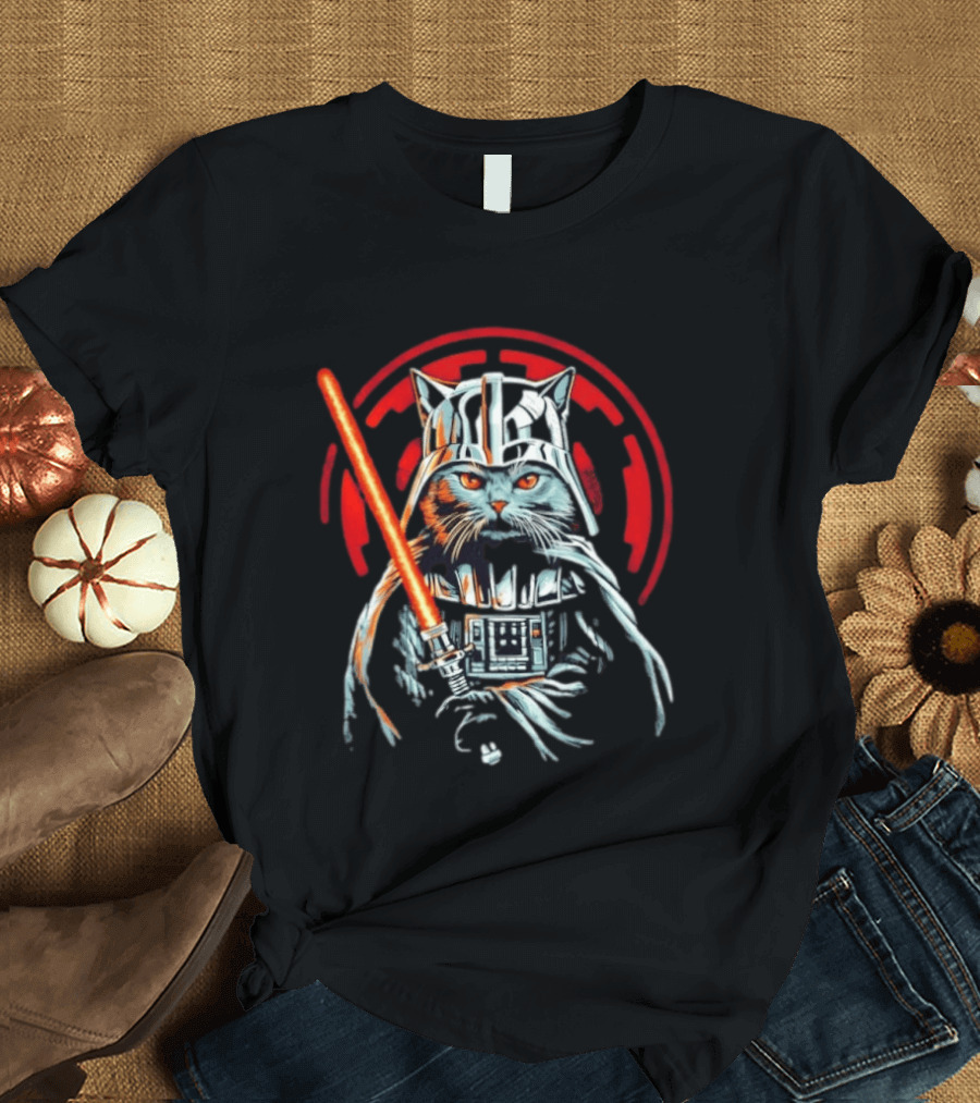 Darth Vader Cat Star Wars Sith Lord Lightsaber Iconic Mashup T-Shirt