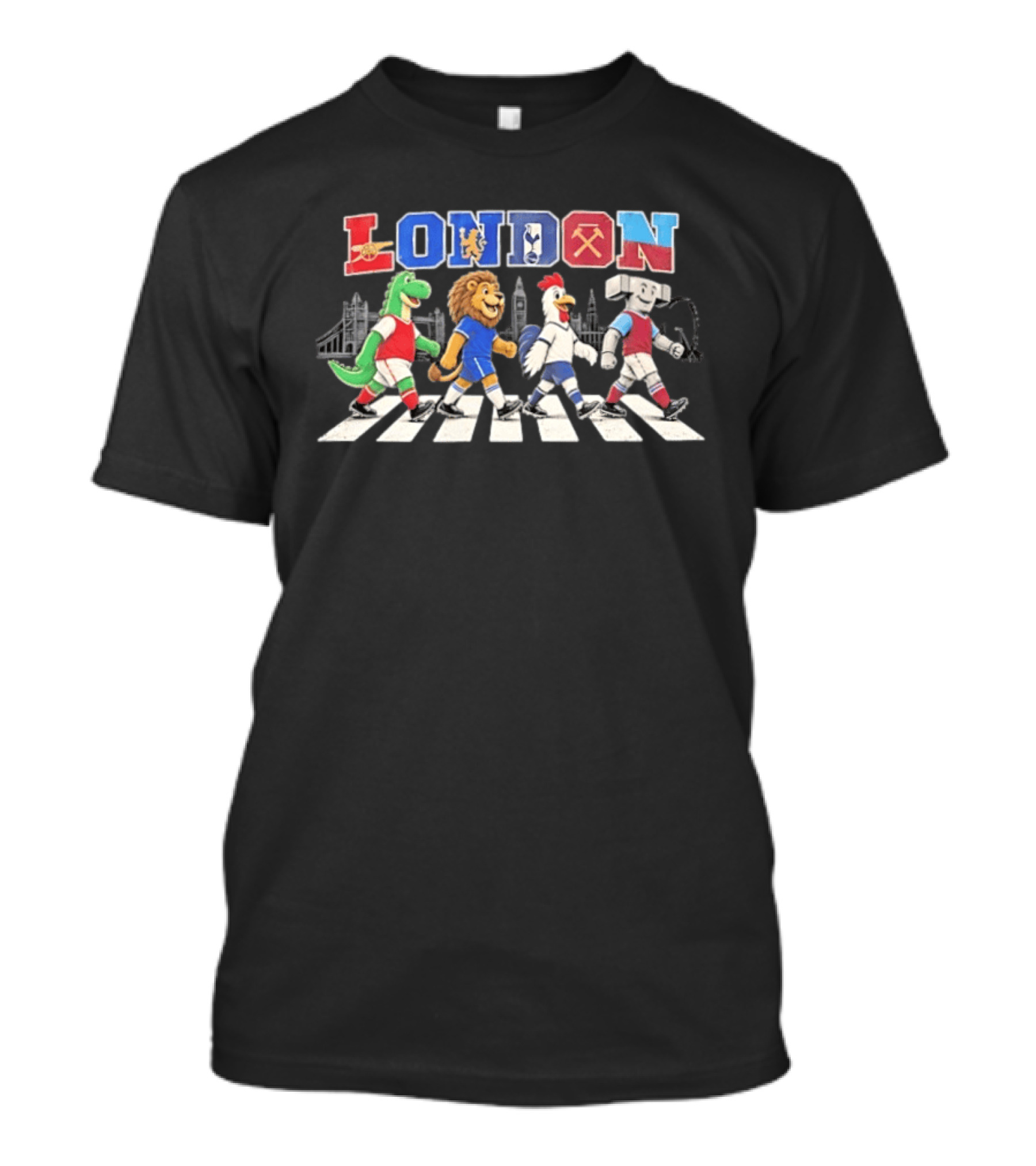 London Abbey Road Football Mascots Spurs Arsenal Chelsea West Ham T-Shirt