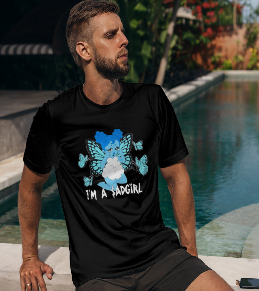 I'm A $ad Girl Blue Butterfly Sad Girlz Store Black T-Shirt