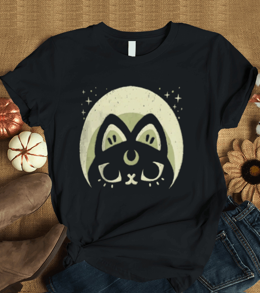 Half Moon Witchy Cat Lunar Magic Mystic Feline T-Shirt