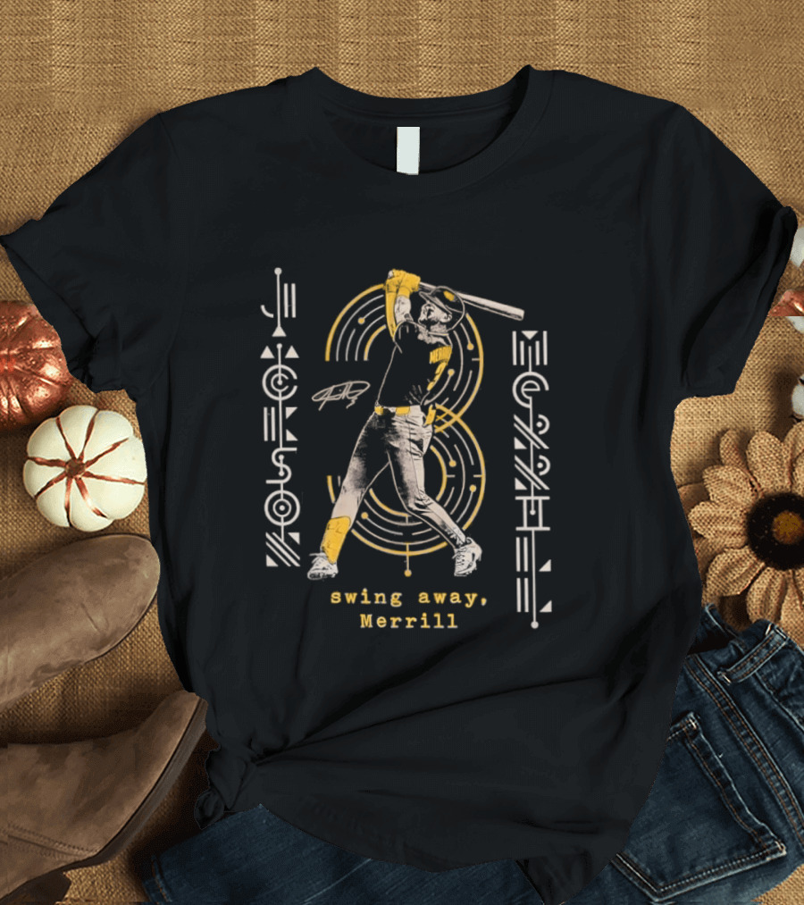 Swing Away Jackson Merrill Padres Baseball T-Shirt