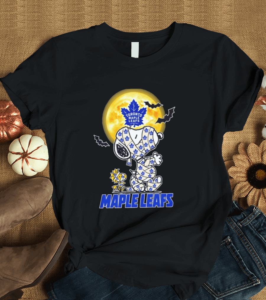 Toronto Maple Leafs Snoopy Woodstock Mummy Halloween Collaboration T-Shirt