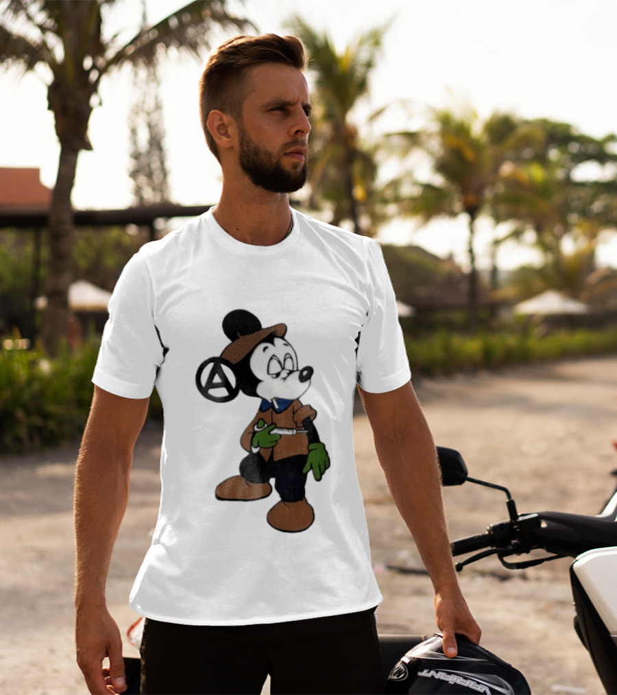 Bootleg Halftone Cartoon Mouse Anarchy Syringe T-Shirt