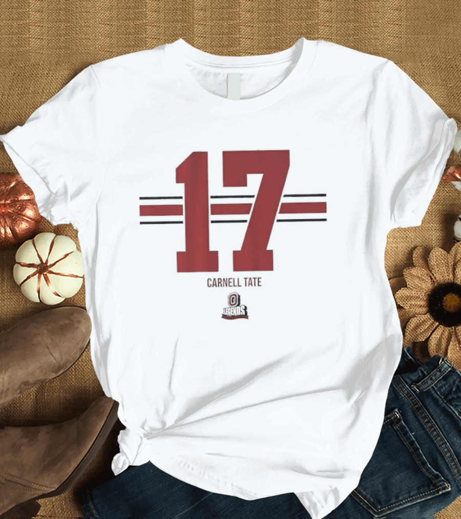 Ohio State Buckeyes Carnell Tate 17 Stripe Football T-Shirt