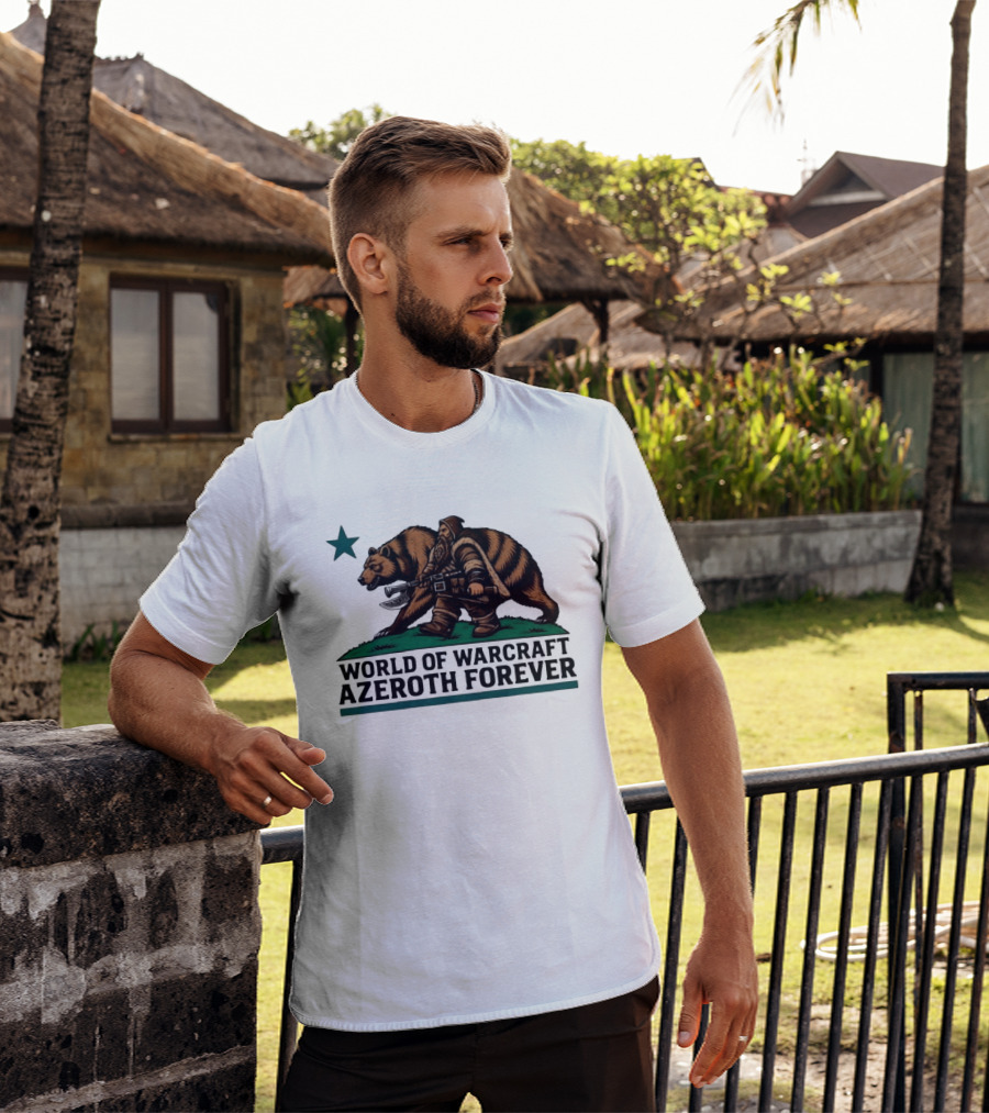 World Of Warcraft Azeroth Forever Dwarf With Bear Companion T-Shirt