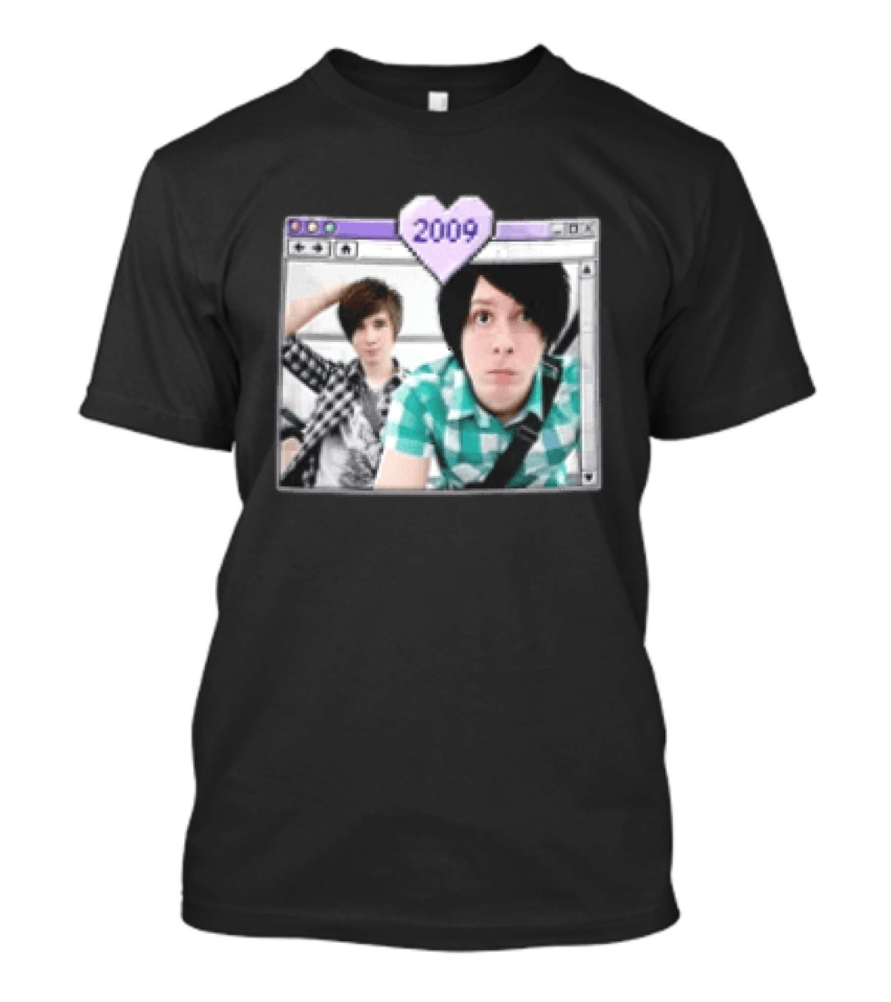 2009 Pixel Heart Icon Dan Howell Phil Lester In Computer Window T-Shirt