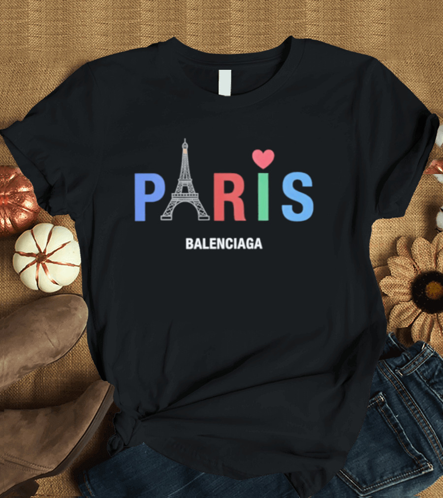 Balenciaga Paris Eiffel Tower Heart T-Shirt
