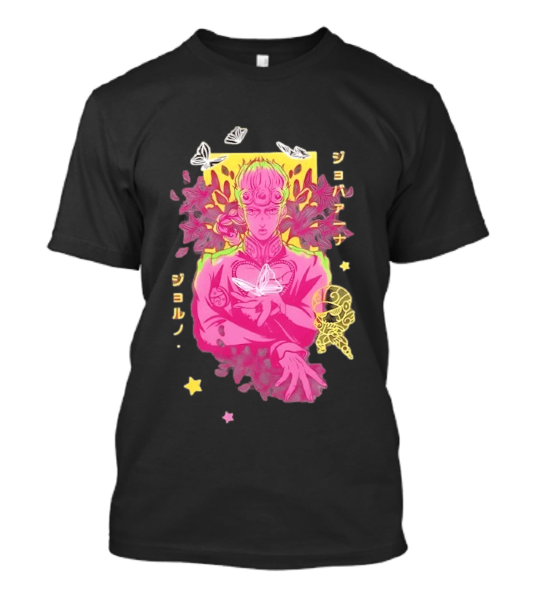 Giorno Giovanna JoJo's Bizarre Adventure Romaji Butterflies Neon Manga T-Shirt