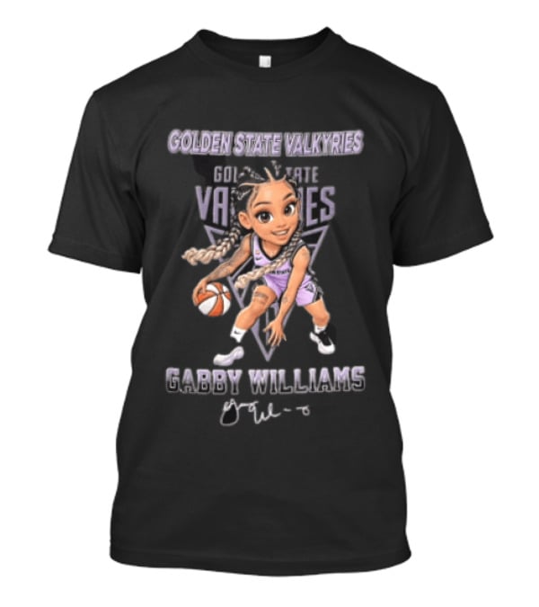 Golden State Valkyries Gabby Williams WNBA Cartoon Caricature Dribbling Basketball T-Shirt