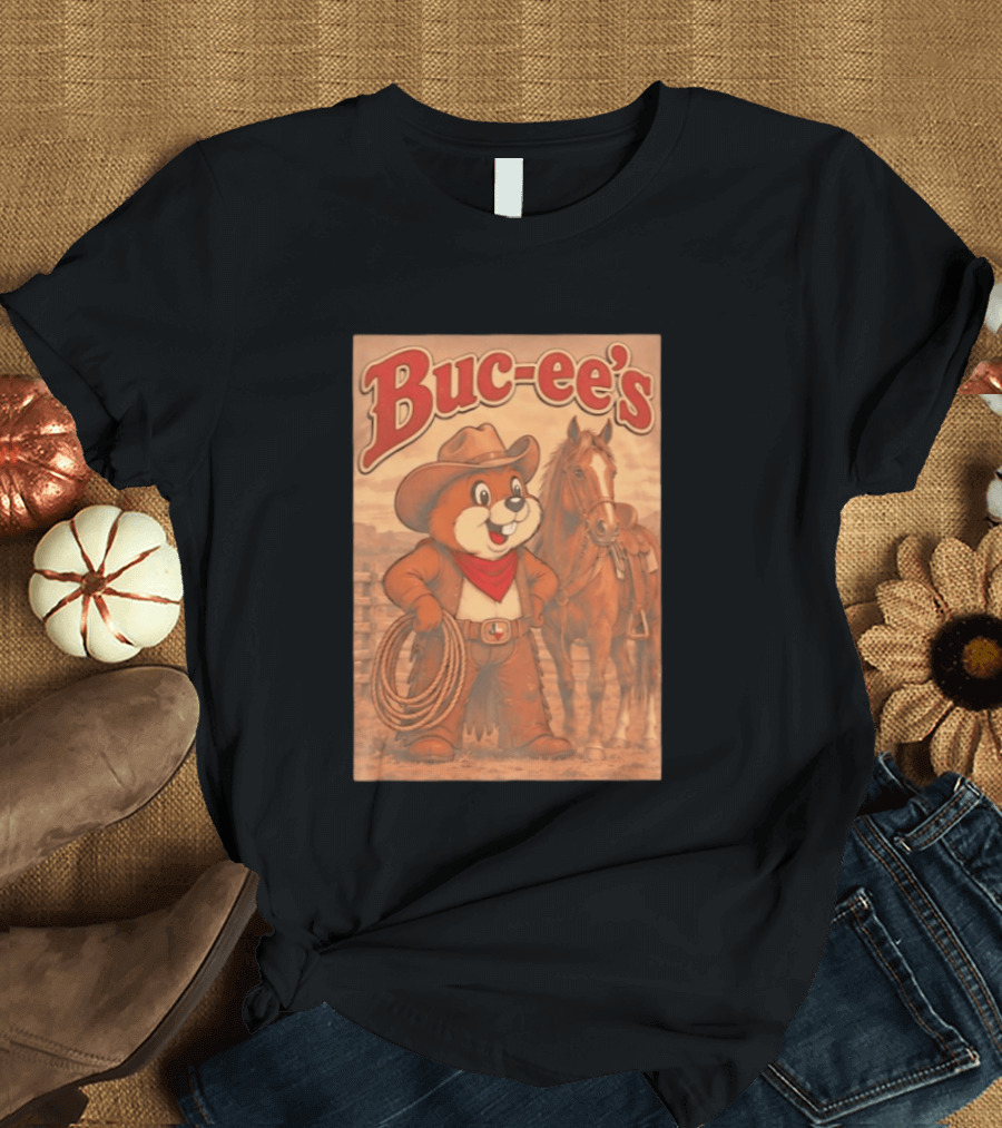 Buc Ee's Cowboy Western Sunset Horse And Lasso T-Shirt