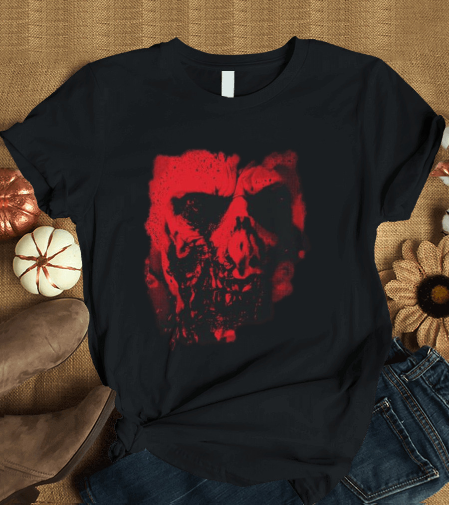 Heavy Spoilers Shop Infected Skull Horror Face T-Shirt
