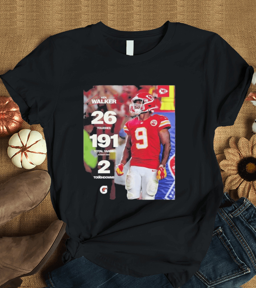 Ken Walker Kansas City Chiefs Career High 26 Touches 191 Total Yards 2 Touchdowns T-Shirt