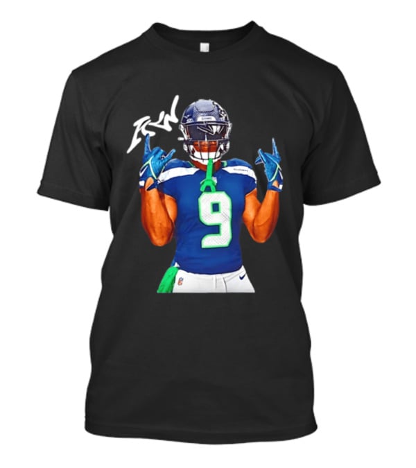Kenneth Walker Seattle Seahawks Number 9 Hand Gesture Signature T-Shirt