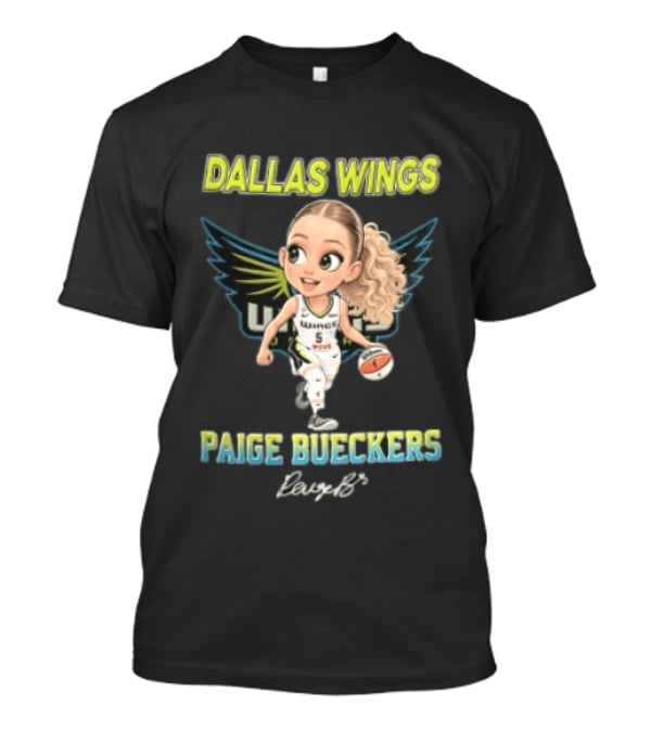 Dallas Wings Paige Bueckers Cartoon Dribbling Basketball Wings T-Shirt