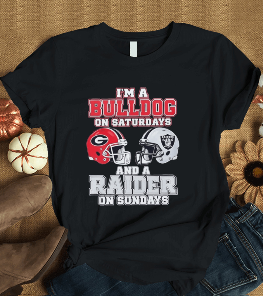 I'm A Bulldog On Saturdays And A Raider On Sundays Georgia G Helmet Raiders Helmet T-Shirt