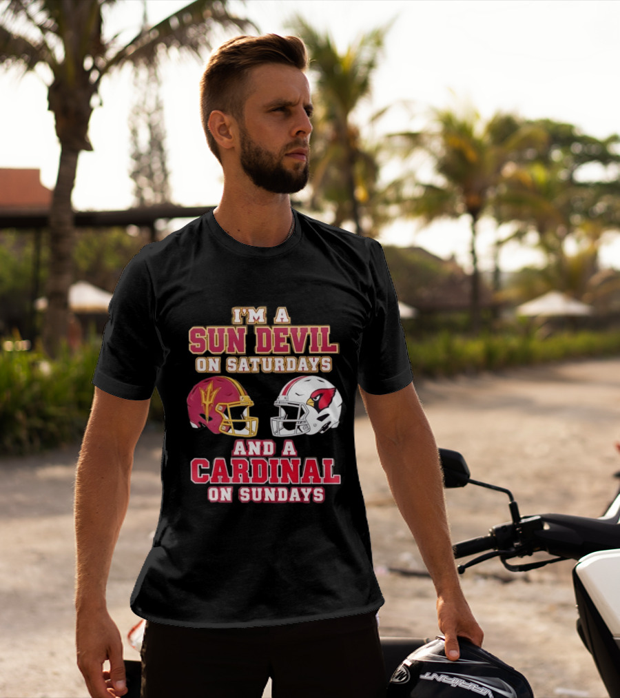 I'm A Sun Devil On Saturdays And A Cardinal On Sundays Helmet T-Shirt