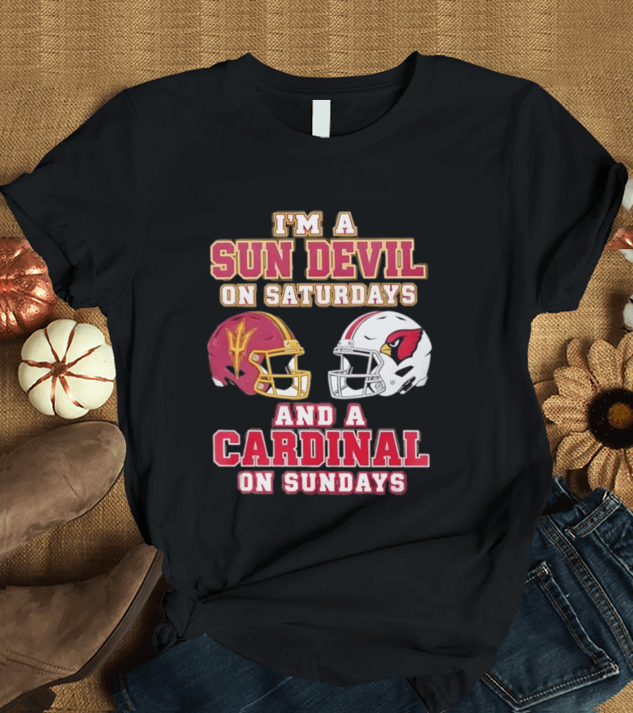 I'm A Sun Devil On Saturdays And A Cardinal On Sundays Helmet T-Shirt
