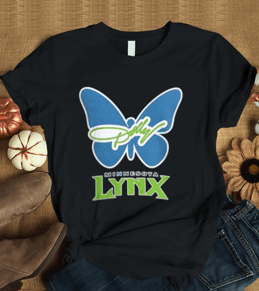 Minnesota Lynx WNBA Blue Butterfly Dolly Green Script T-Shirt