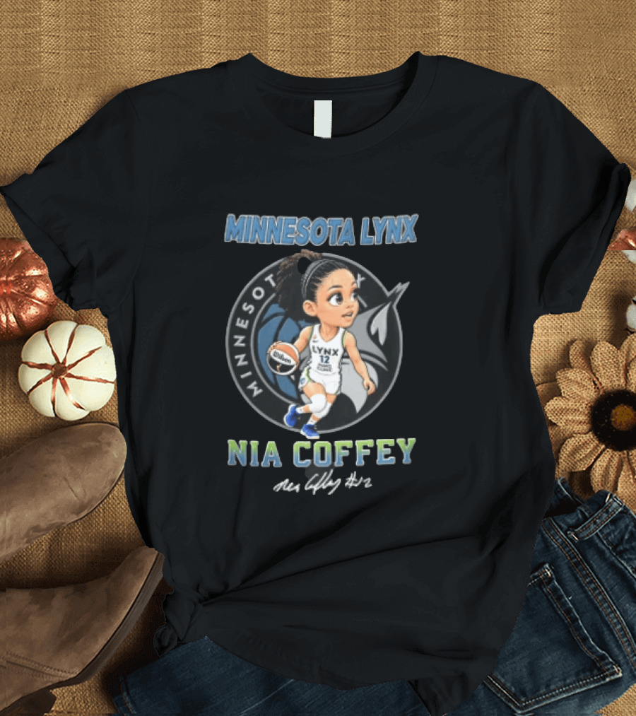 Minnesota Lynx Nia Coffey Cartoon Caricature Player Dribbling #12 T-Shirt