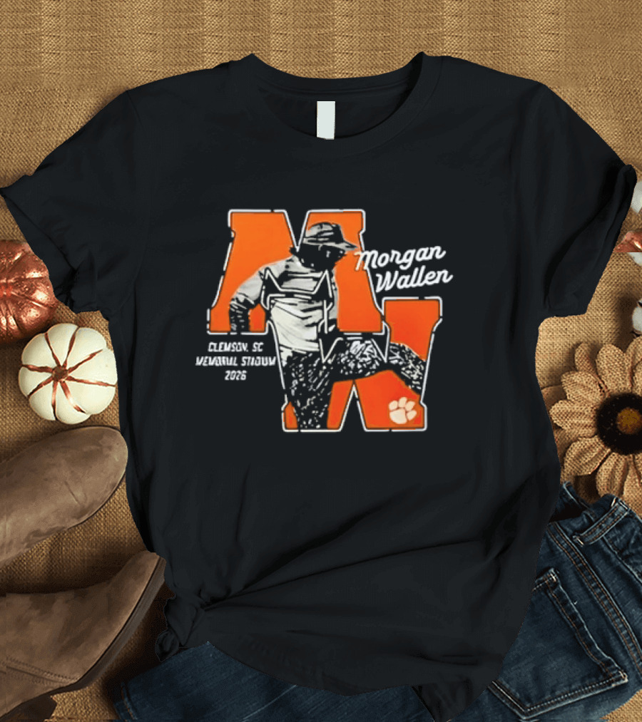 Morgan Wallen Clemson SC Memorial Stadium 2026 Tour Concert Tiger Paw T-Shirt