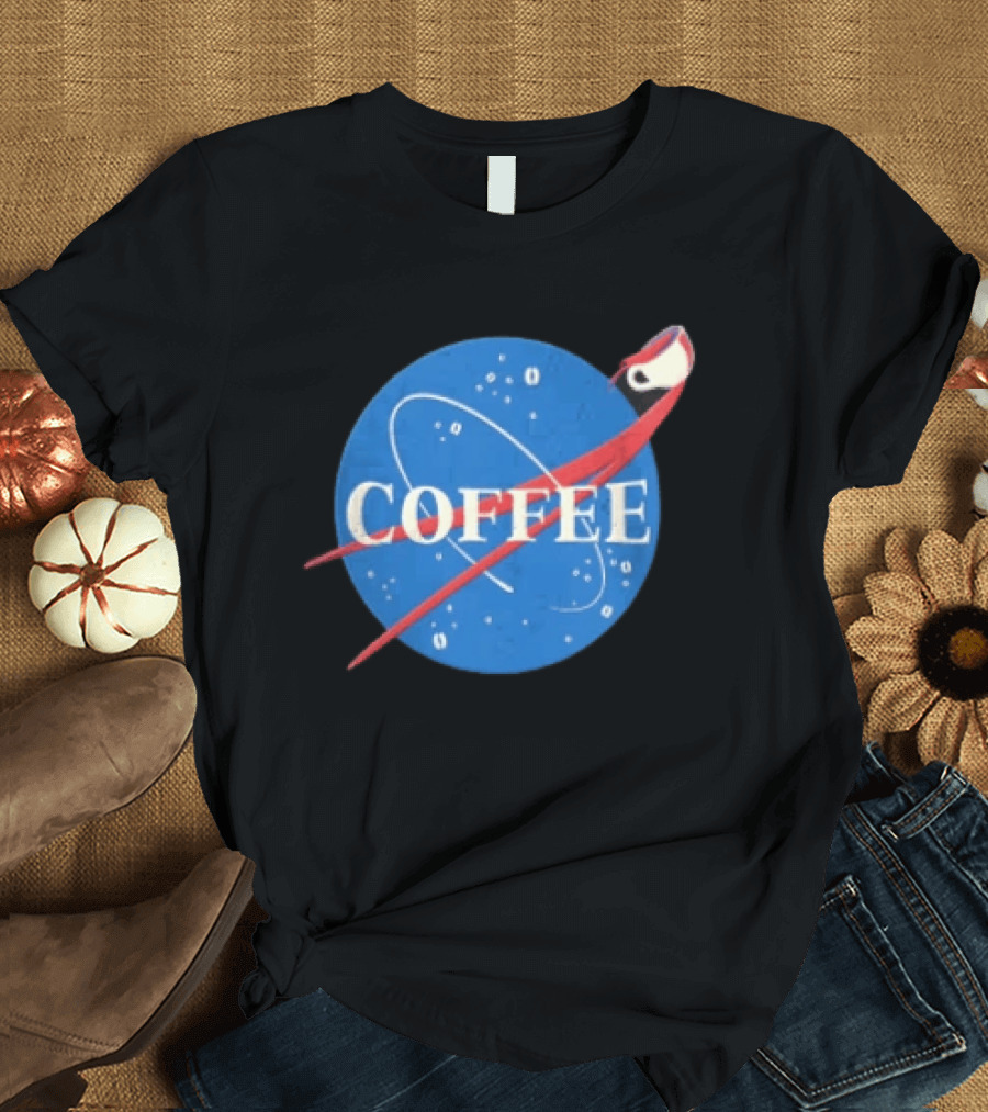 Nasa Coffee Meatball Spilling Cup Orbit Beans Distressed T-Shirt