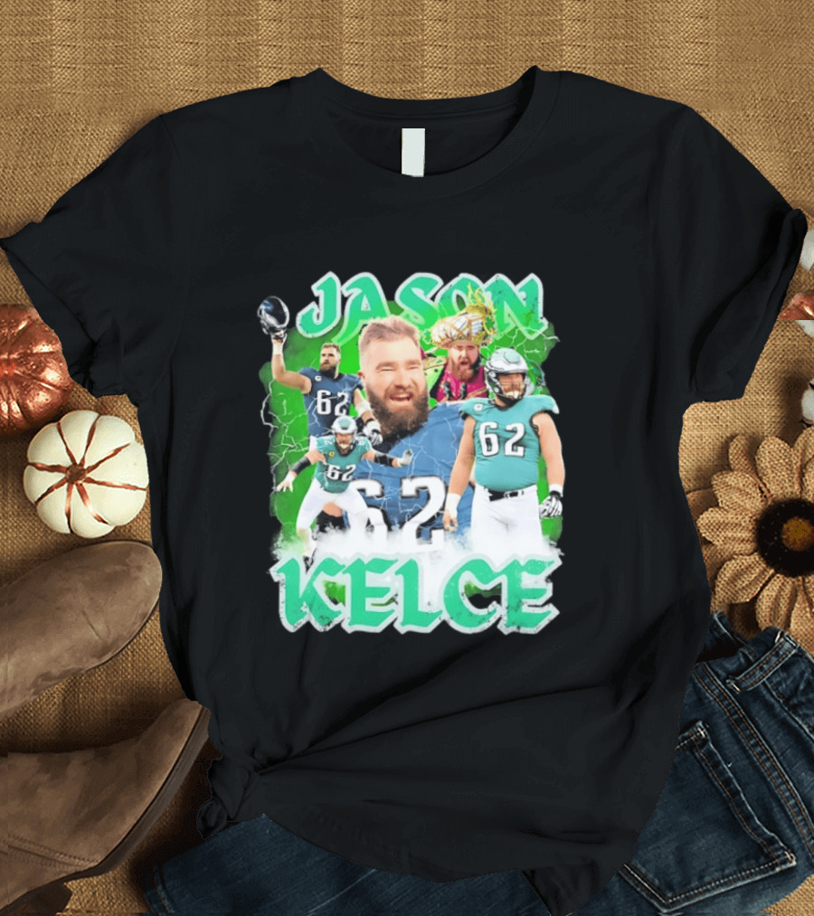 Jason Kelce 62 Philadelphia Eagles Vintage Style Football Fan T-Shirt