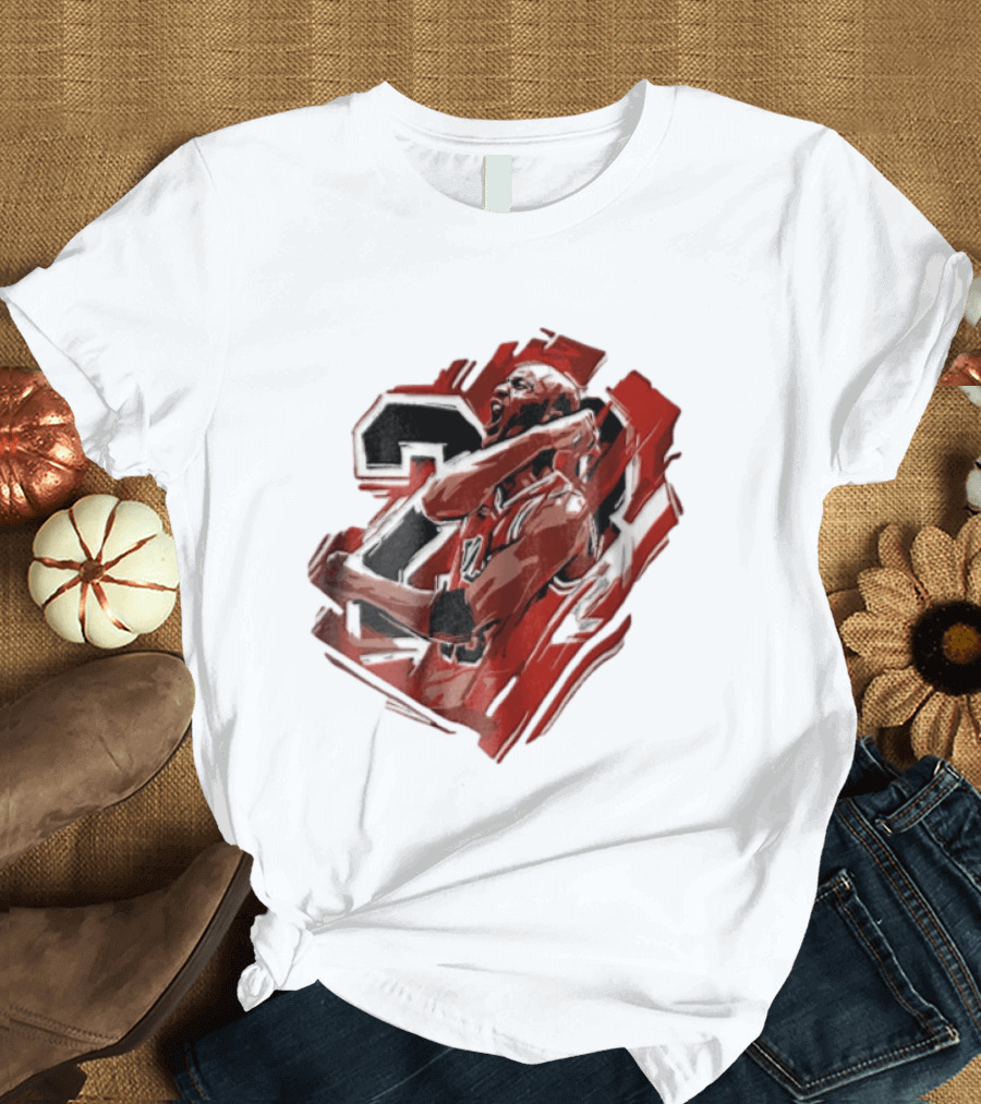 Basketball Player Number 23 Celebration Red Brushstrokes T-Shirt