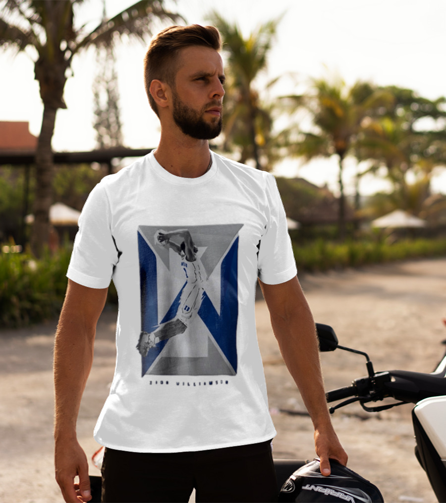 Duke Blue Devils NCAA Zion Williamson Basketball Player Dunking Geometric Number 1 T-Shirt