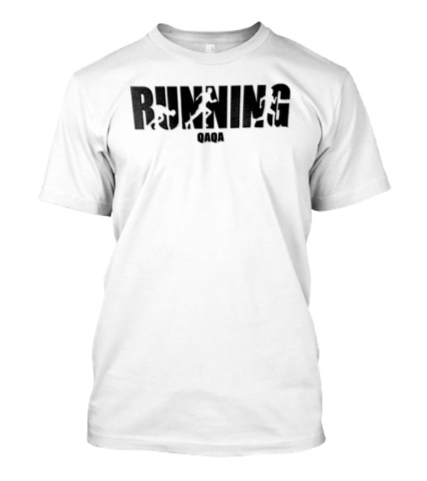 Qaqa Running Athlete Block Negative Space Sports T-Shirt