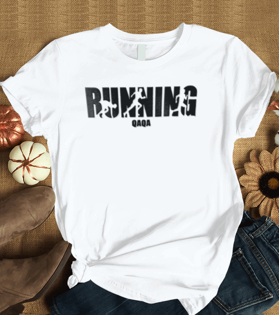 Qaqa Running Athlete Block Negative Space Sports T-Shirt