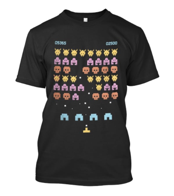 05365 02500 Pixel Space Invaders Arcade Shooter Game Screen Retro Nostalgia T-Shirt