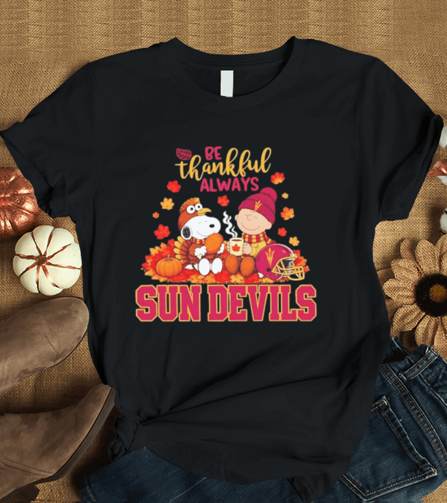 Be Thankful Always Snoopy And Charlie Brown With Sun Devils Fans T-Shirt