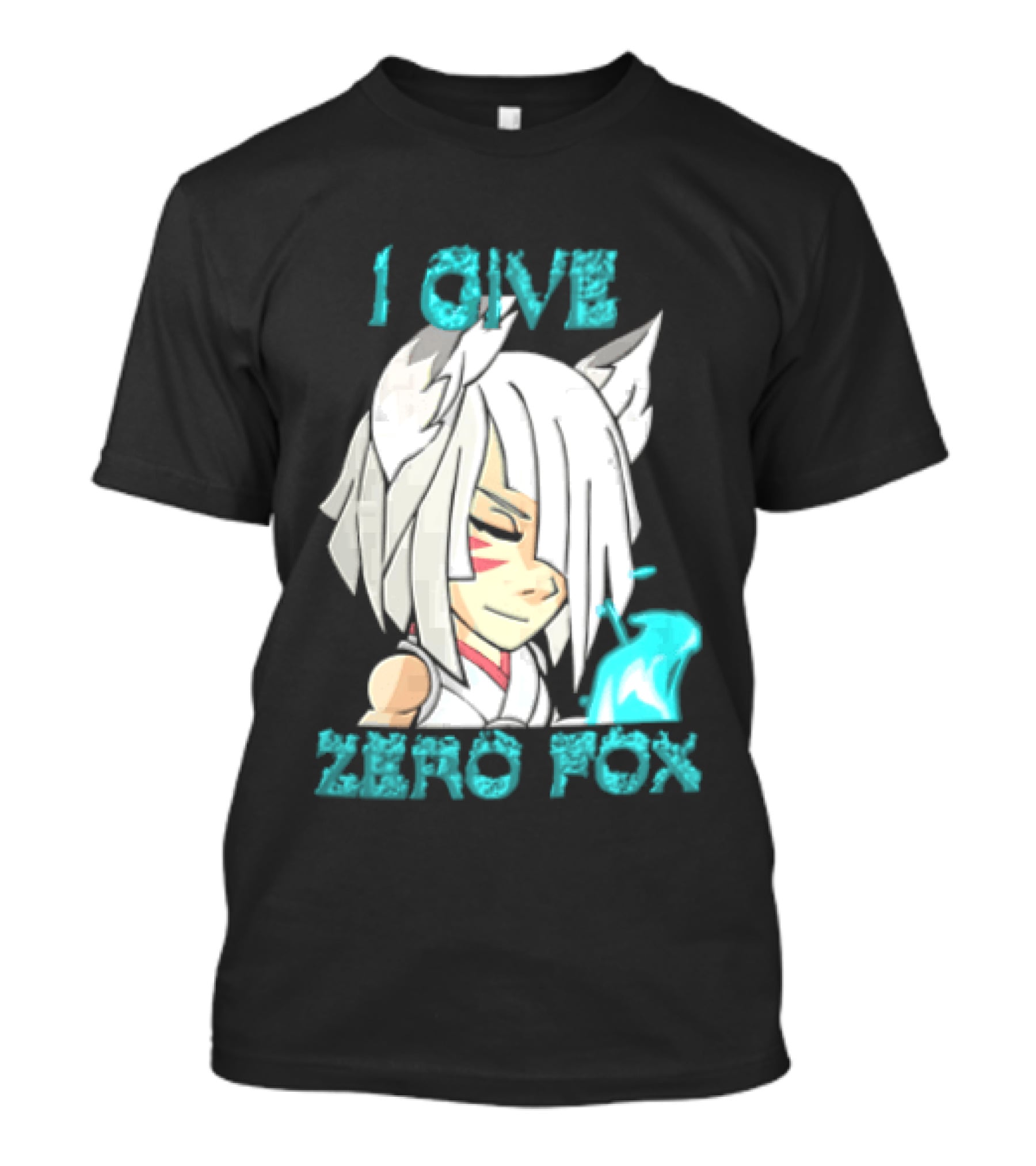 I Give Zero Fox White Hair Kitsune Blue Flame T-Shirt