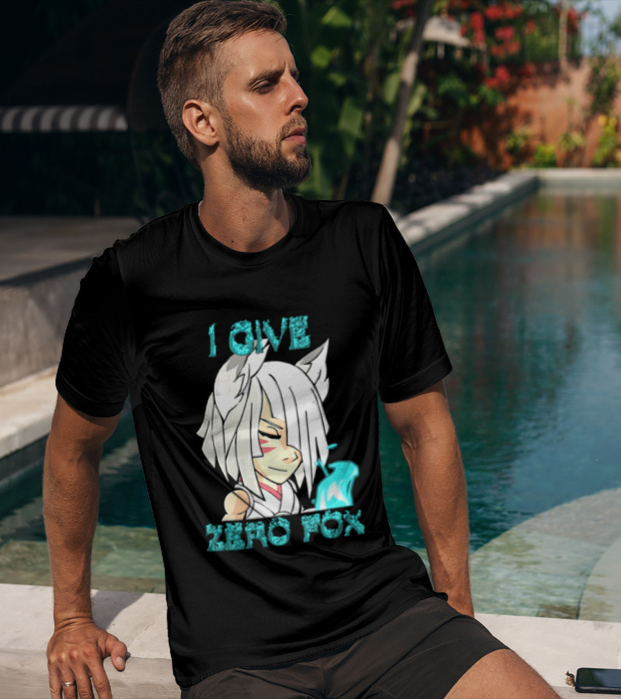 I Give Zero Fox White Hair Kitsune Blue Flame T-Shirt