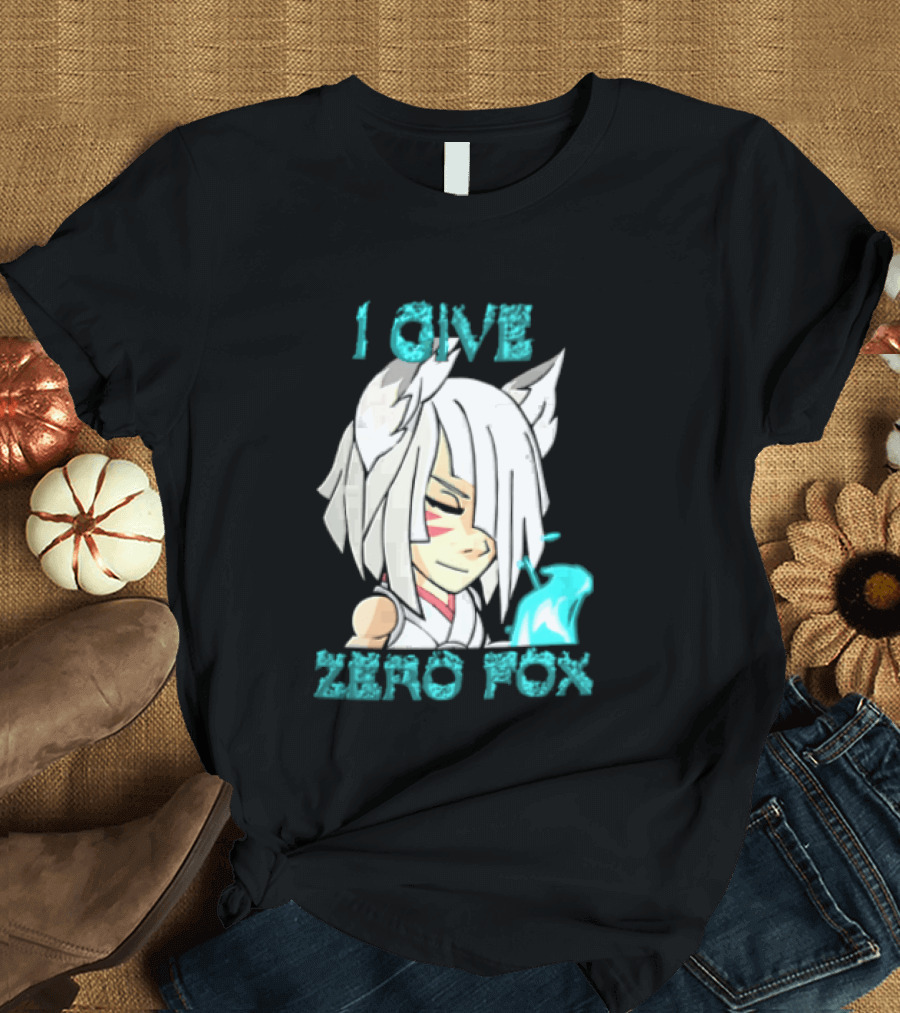 I Give Zero Fox White Hair Kitsune Blue Flame T-Shirt
