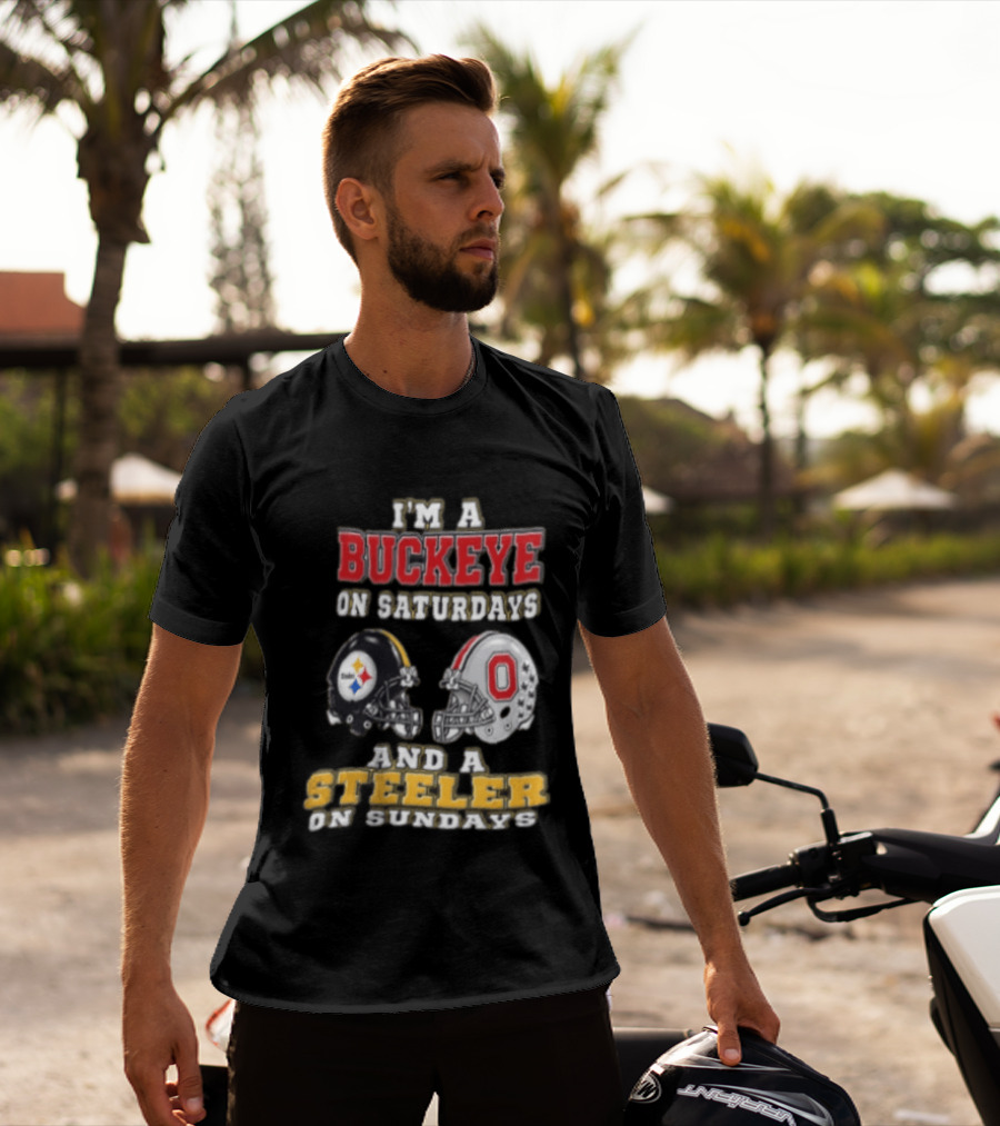 Ohio State Buckeye Saturdays Pittsburgh Steeler Sundays Fan T-Shirt