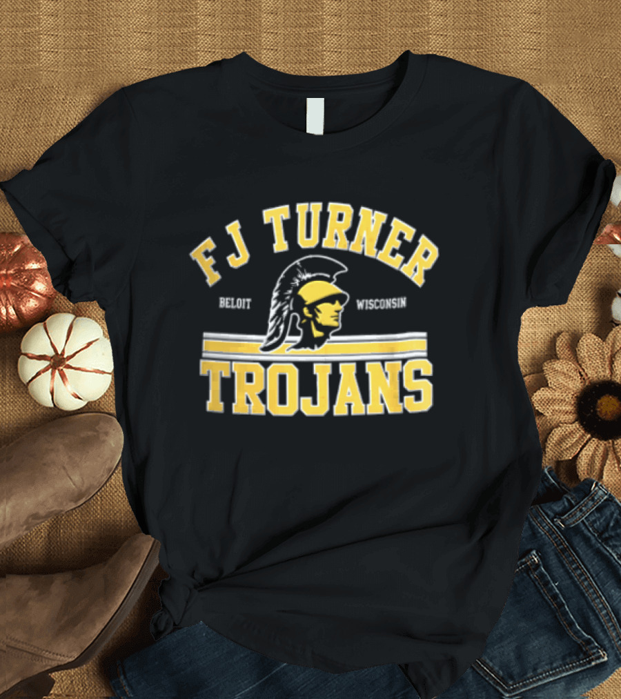 FJ Turner Trojans Beloit Wisconsin Crested Helmet Profile Head T-Shirt