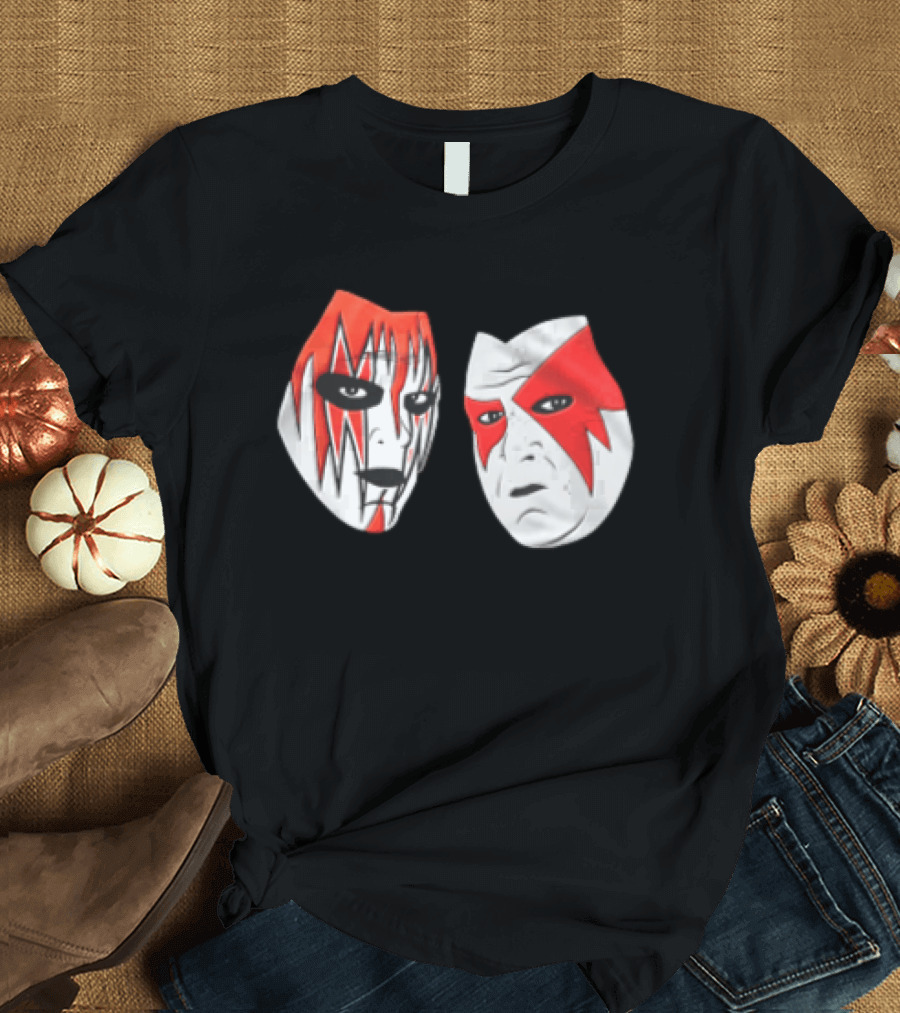 Red And White Face Paint Wrestler Cartoon Caricatures T-Shirt
