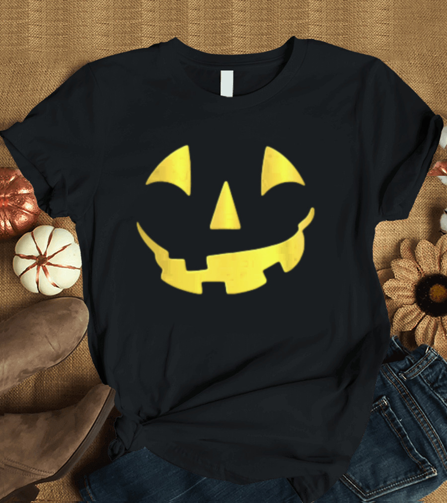 Glowing Metallic Gold Jack O Lantern Pumpkin Face T-Shirt
