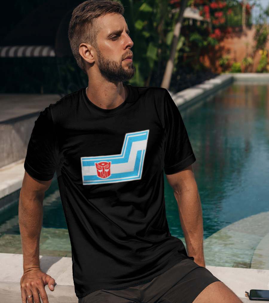 Transformers Autobots Red Insignia Blue White Racing Stripes Chevron Stickers T-Shirt