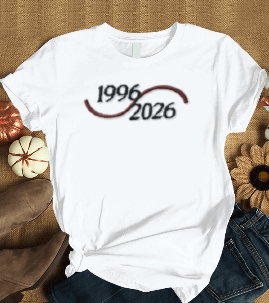 1996 2026 Red Curved Wave Line Typing Lifeline T-Shirt